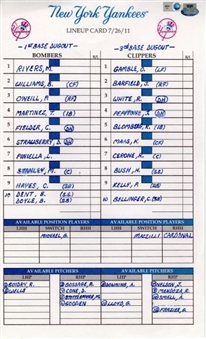 2011 Game Used Yankees Old-Timers Game Lineup Card 6/26/11
